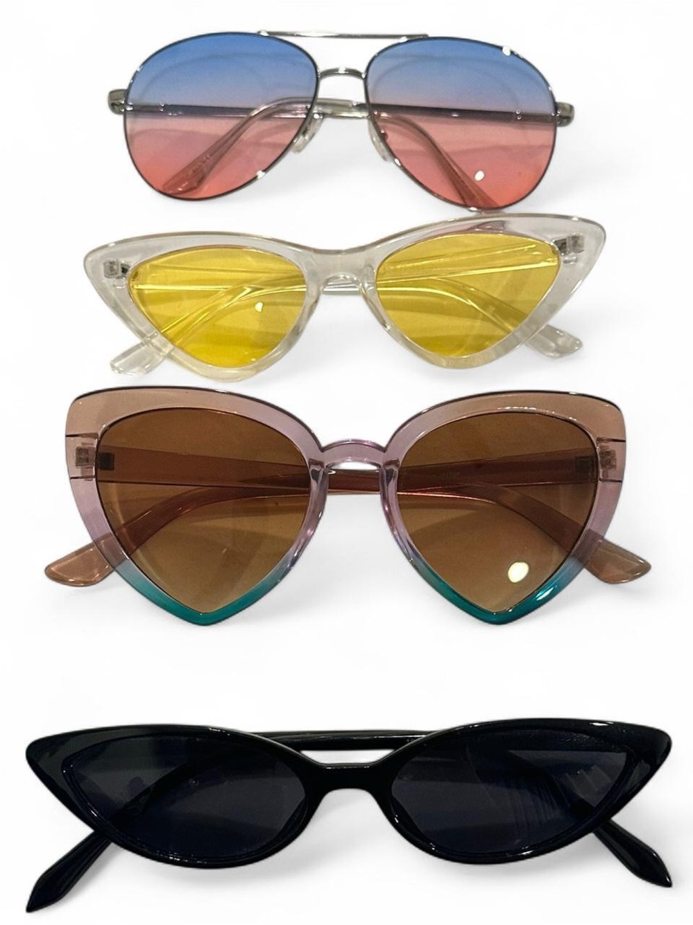 Assorted Women’s Fashion Sunglasses - Multicolor Cat Eye & Aviator Set